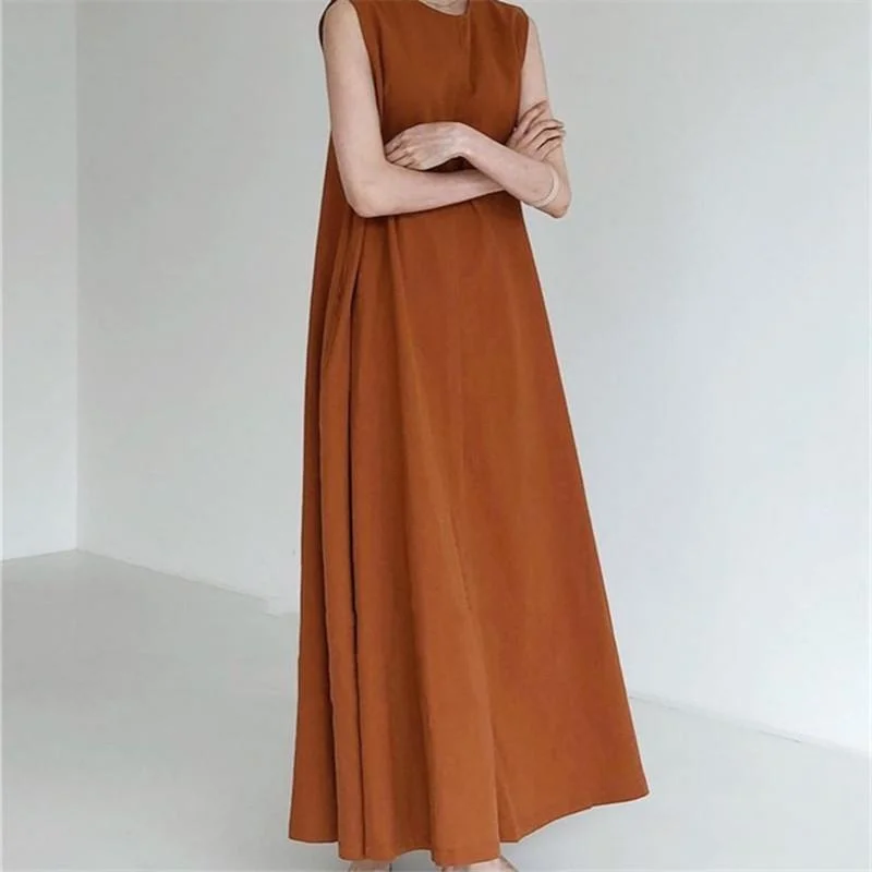 Loose Cotton Linen Sleeveless Long Dress