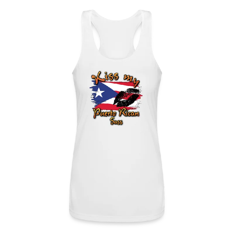 Kiss My Puerto Rican Sass - Ladies Performance Tank Top (White 2XL ONLY)