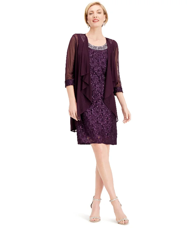 R & M Richards Embellished Lace Sheath Dress & Jacket