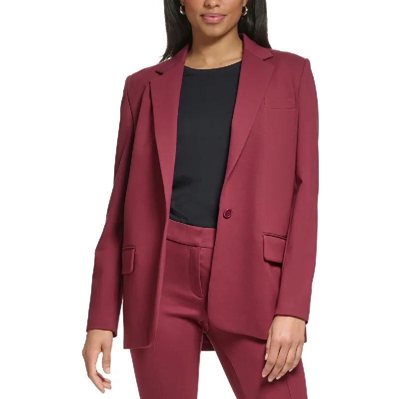 Womens Crepe One-Button Blazer