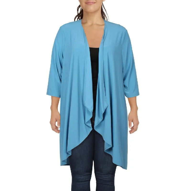 Plus Womens Open Front Drapey Duster Blazer