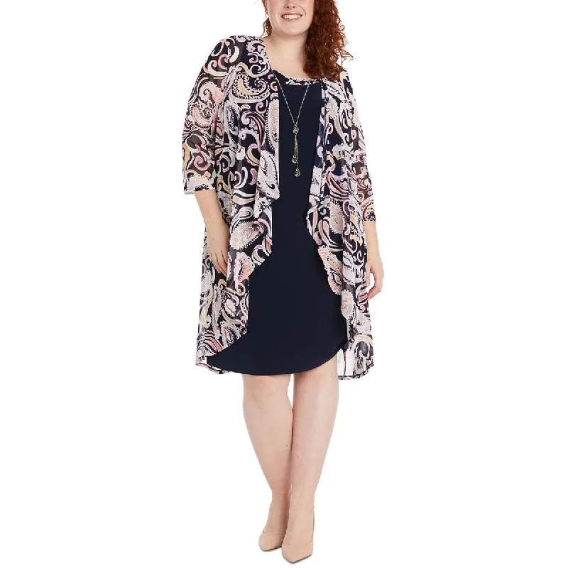 Plus Womens Paisley Open Front Duster Blazer