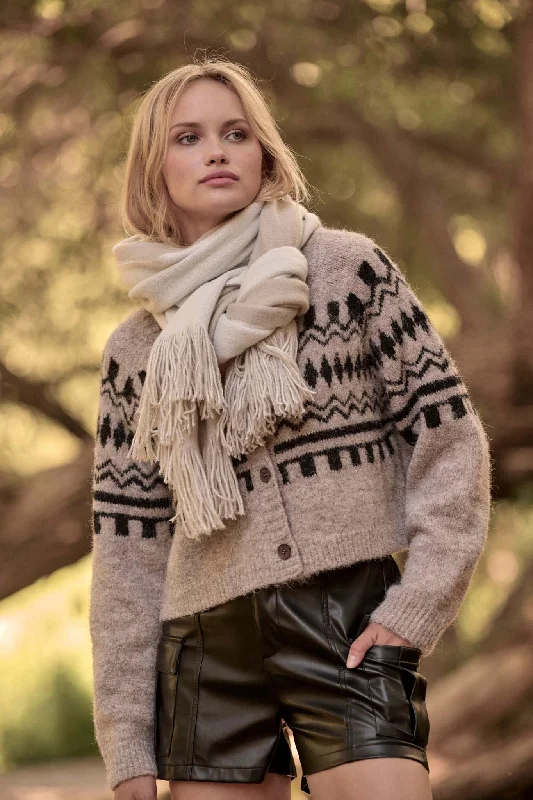 Deer Valley Fuzzy Knit Alpine Cardigan Sweater